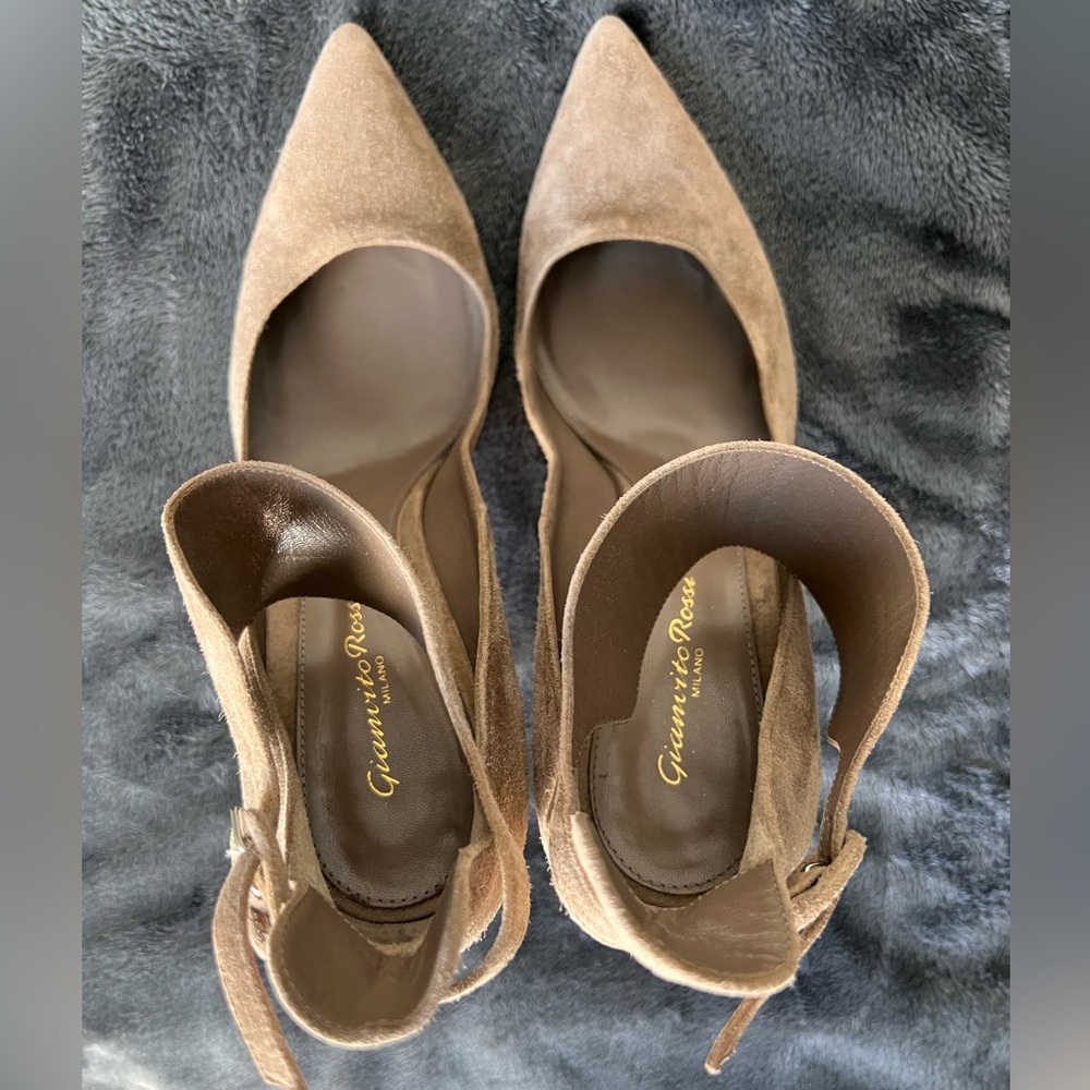 Gianvito Rossi Tan Heels Suede